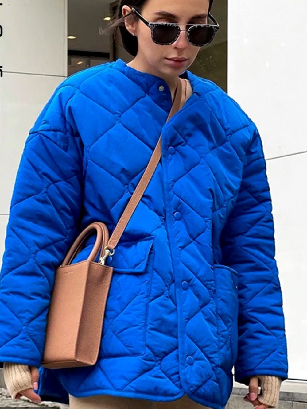 ZARA QUILTED ROYAL BLUE PUFFER PARKA JACKET Size Small Bloggers Favorite